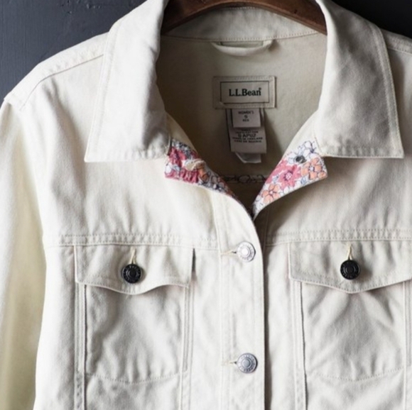 LL Beans Shalow Mikaqi, pink flower denim jacket - Picture 5 of 6